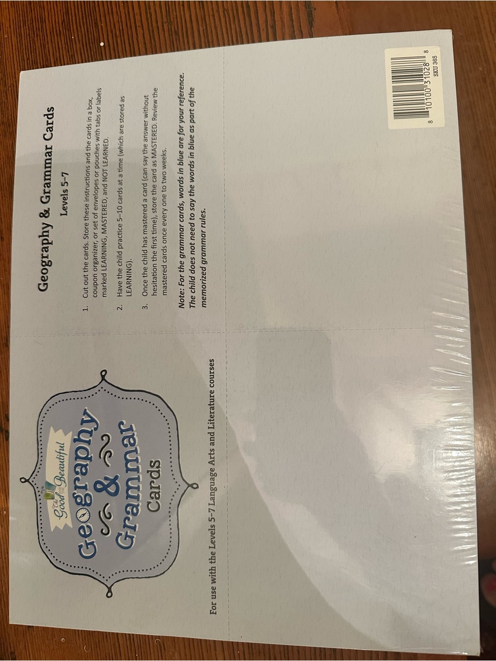 The Good and the Beautiful Geography & Grammar Cards - Flashcards NWT